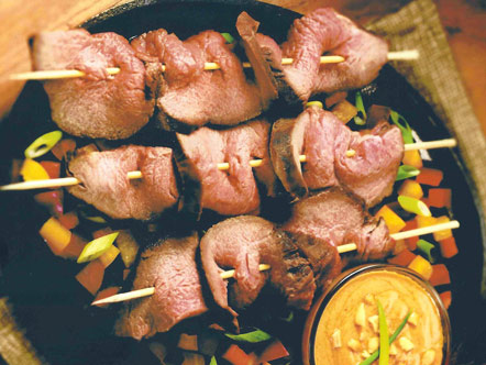 Asian Marinated Beef with Peanut Dipping Sauce
