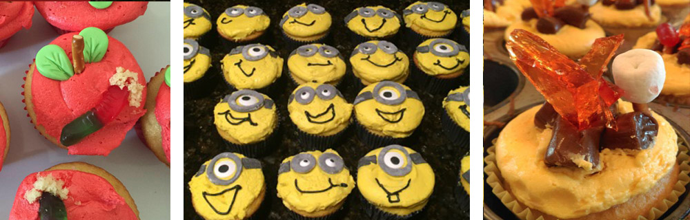 Back to School, Minions, and s\'mores on a campfire cupcakes
