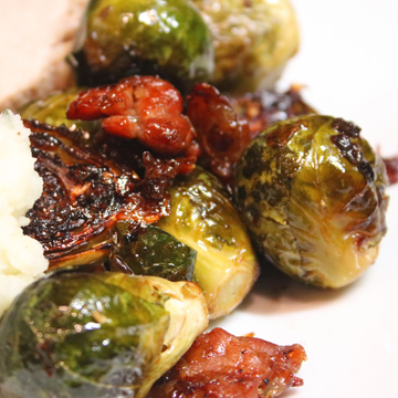 Roaste Brussells Sprouts with Shallots and Prosciutto