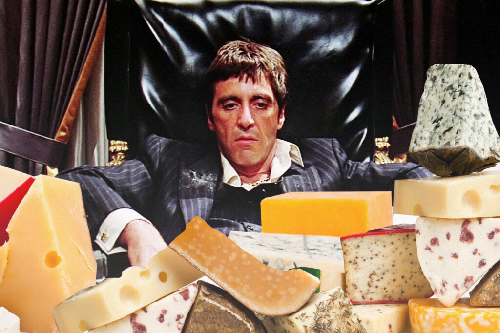 20 Kilos of Uncut Colby - riff off Scarface with Al Pacino looking at highly addictive cheese of many flavors
