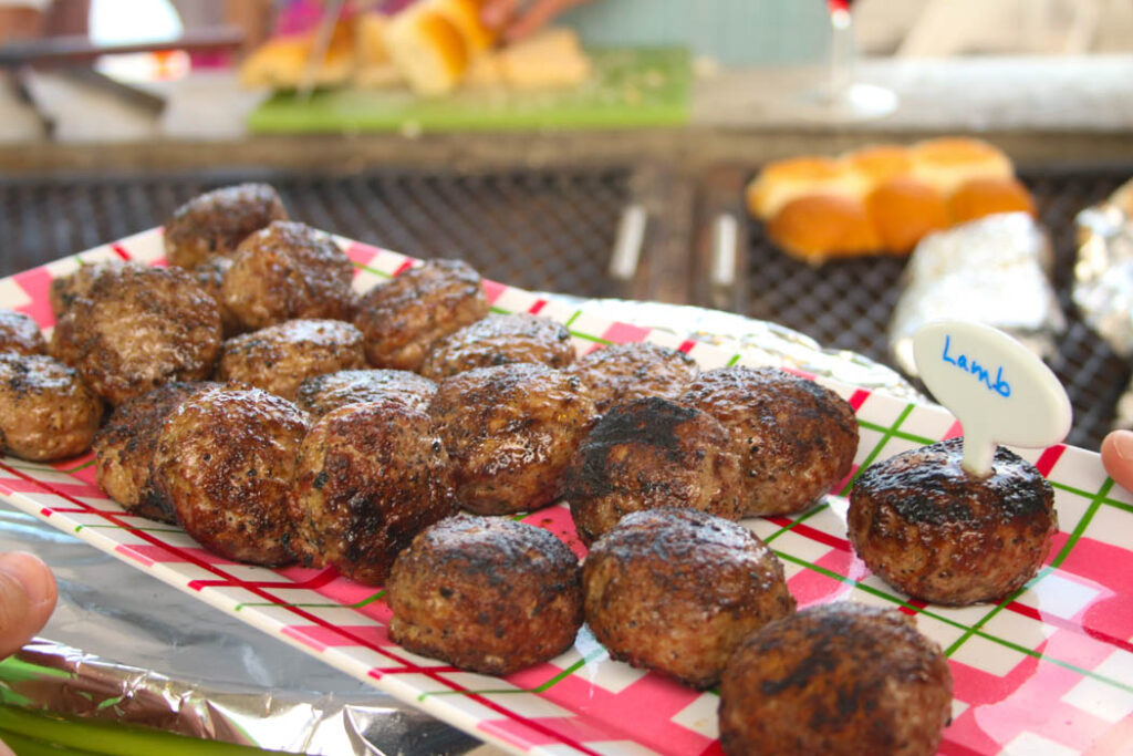 Lamb burger sliders on a platter