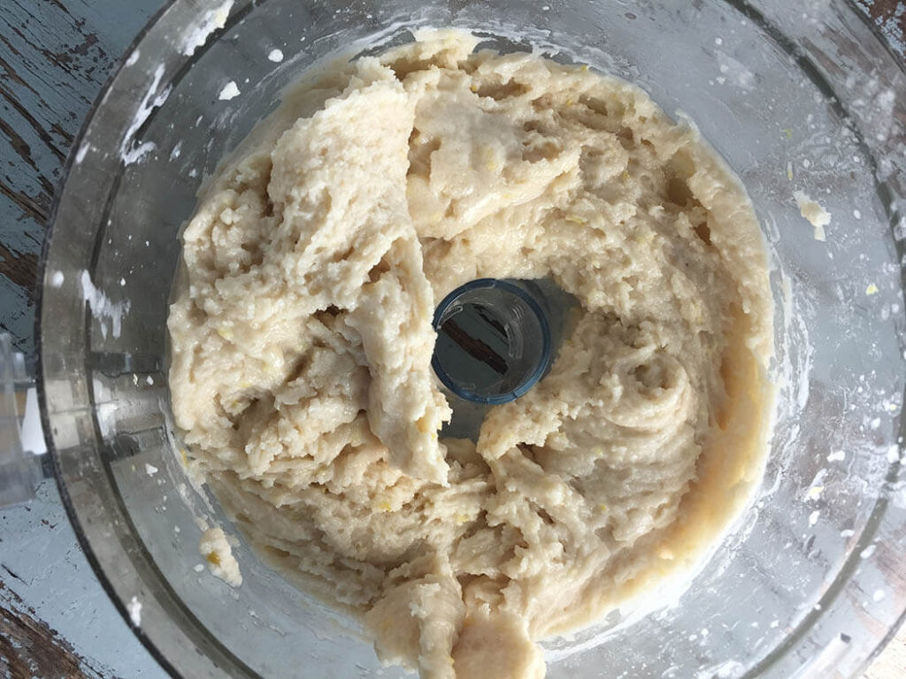 Biscuit Dough in a food processor work bowl