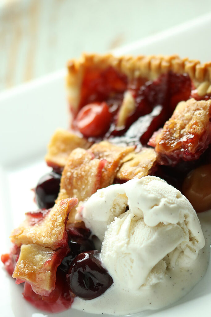 slice of cherry pie a la mode