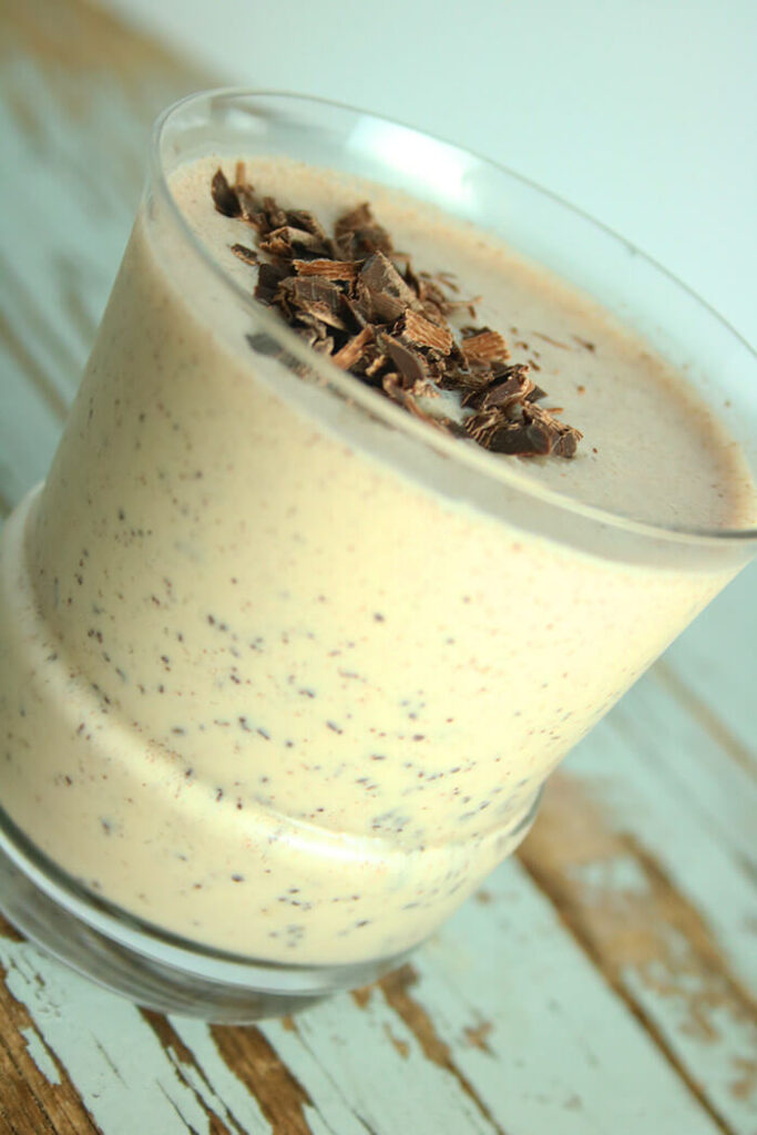 Liquid Dessert - glass with mudslide topped with chocolate shavings