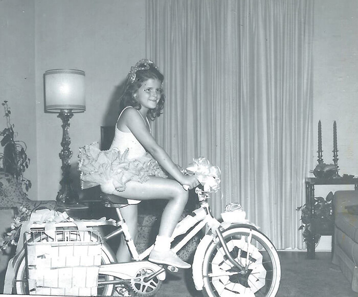 Pet Parade circa 1965 - Katy Keck in a tutu on a bicycle - no pet