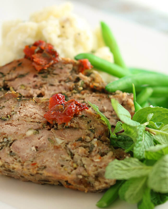 Greek Meatloaf with Mash & Shallot Green Beans