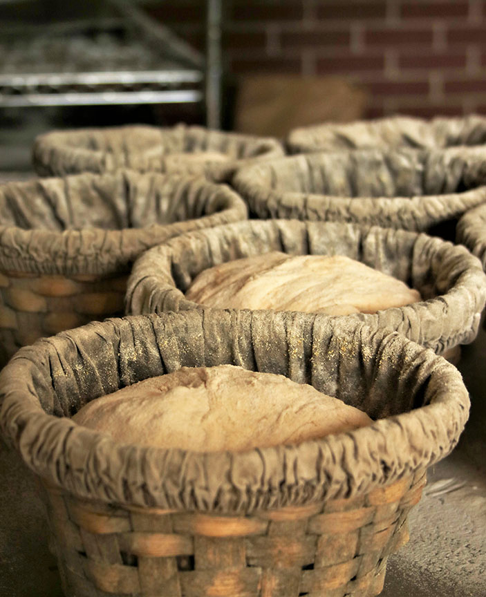 Dough proofing in woven Baskets