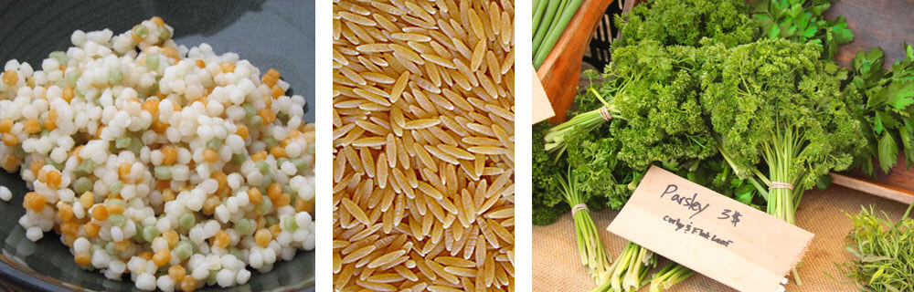 Israeli couscous and Orzo and parsley