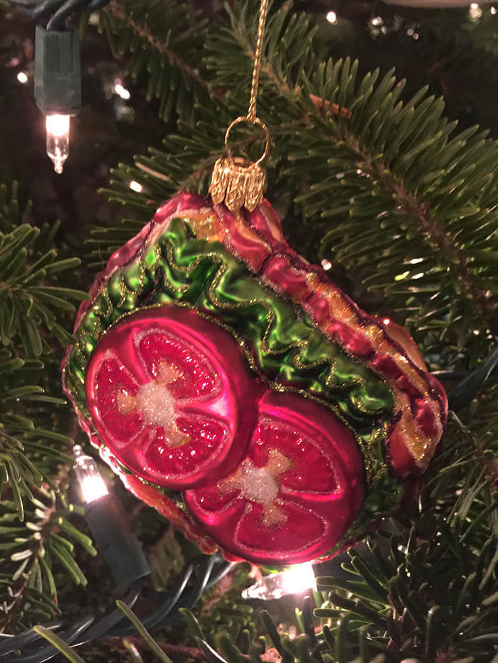 open face bacon, lettuce tomato sandwich christmas ornament