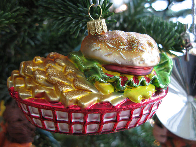 Burger Basked with a side of fries Christmas ornament