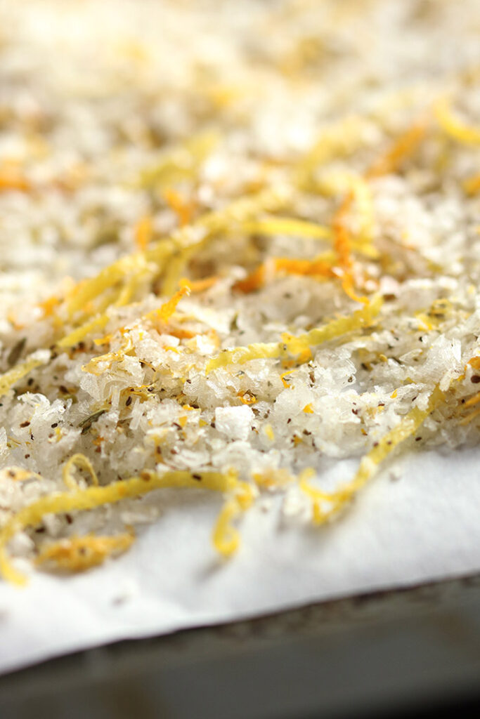 Spiced Citrus Salt drying from oven roast on parchment paper