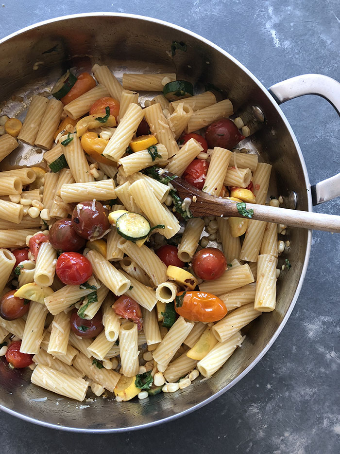 Adding Pasta to the Veggie Saute