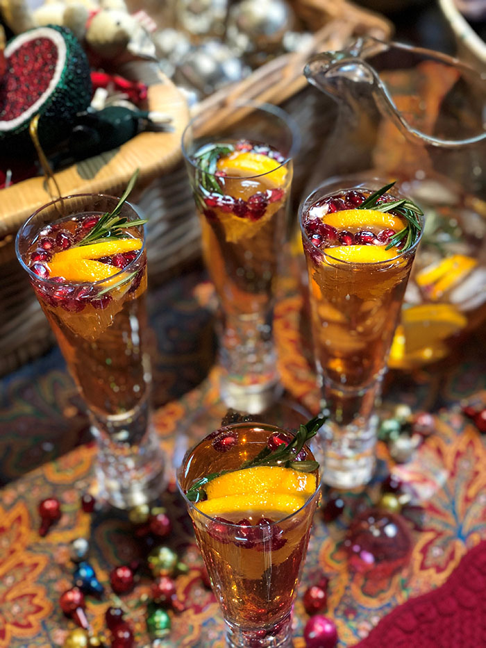 Rosemary, pomegranate and orange garnish