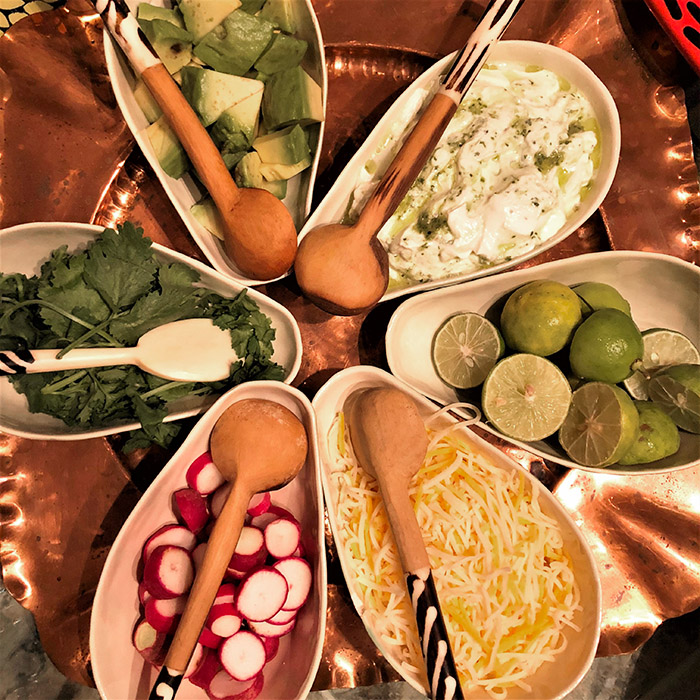 Condiments with salsa verde