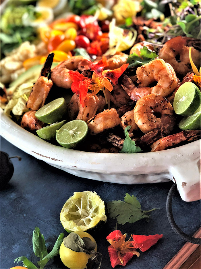 Healthy Grilled Shrimp Cobb Salad - Sweet Savory and Steph